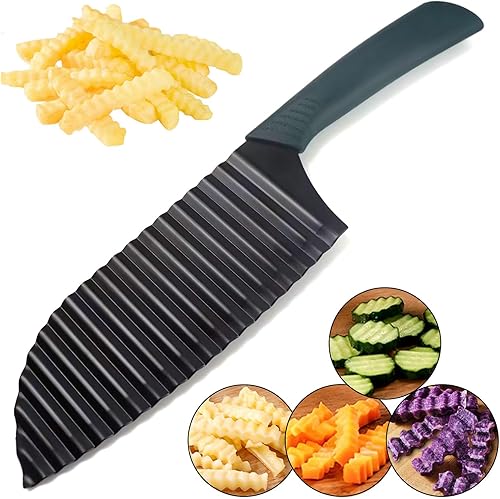 Cuchillo de corte arrugado, cortador de arrugas para verduras, cortador de fritas de acero inoxidable para papas, pepinos, zanahorias, verduras,