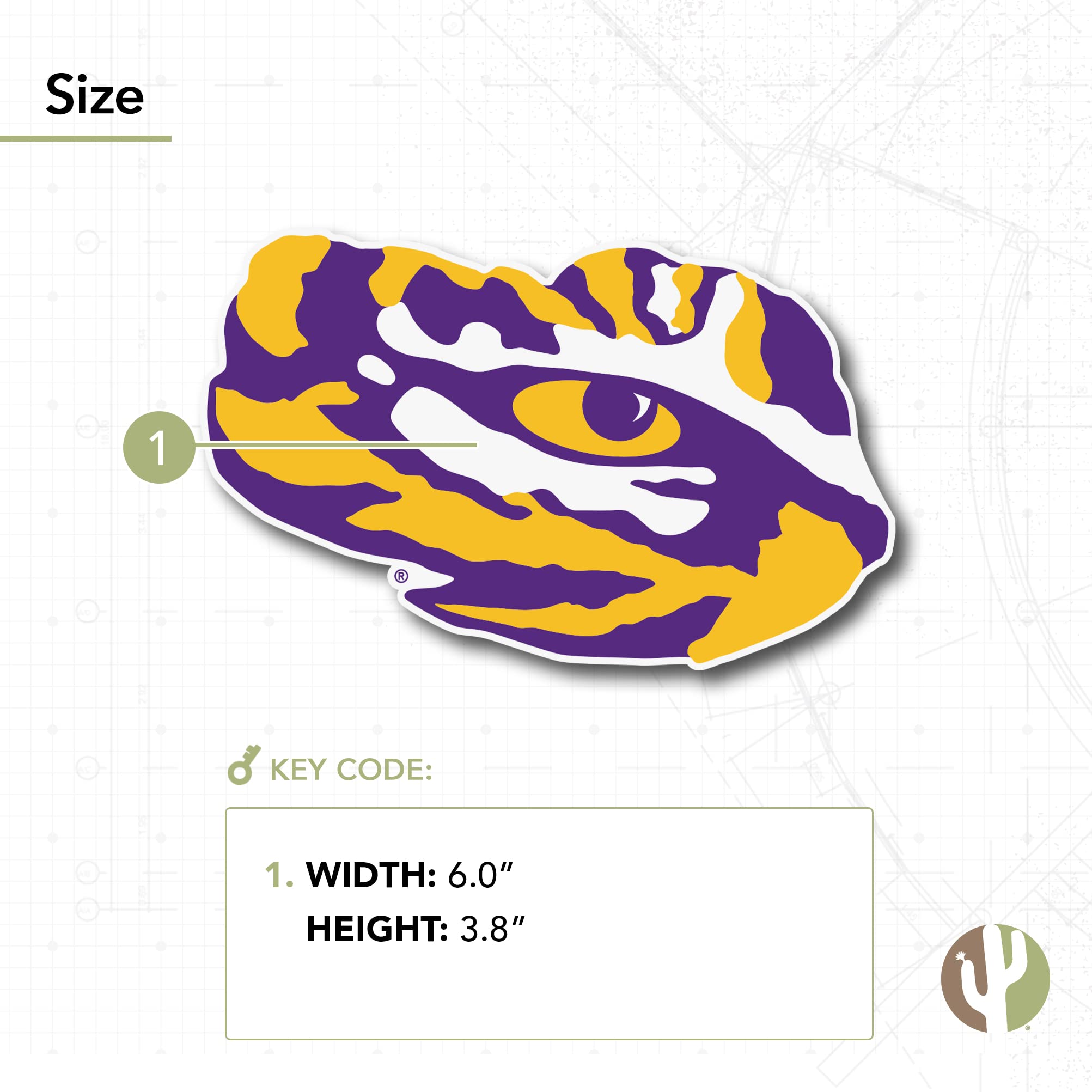 Desert Cactus LSU Tigers Geaux Vinyl Decal - 16 Inch, Officially Licensed Sticker For Laptop, Car, Water Bottle - View #6