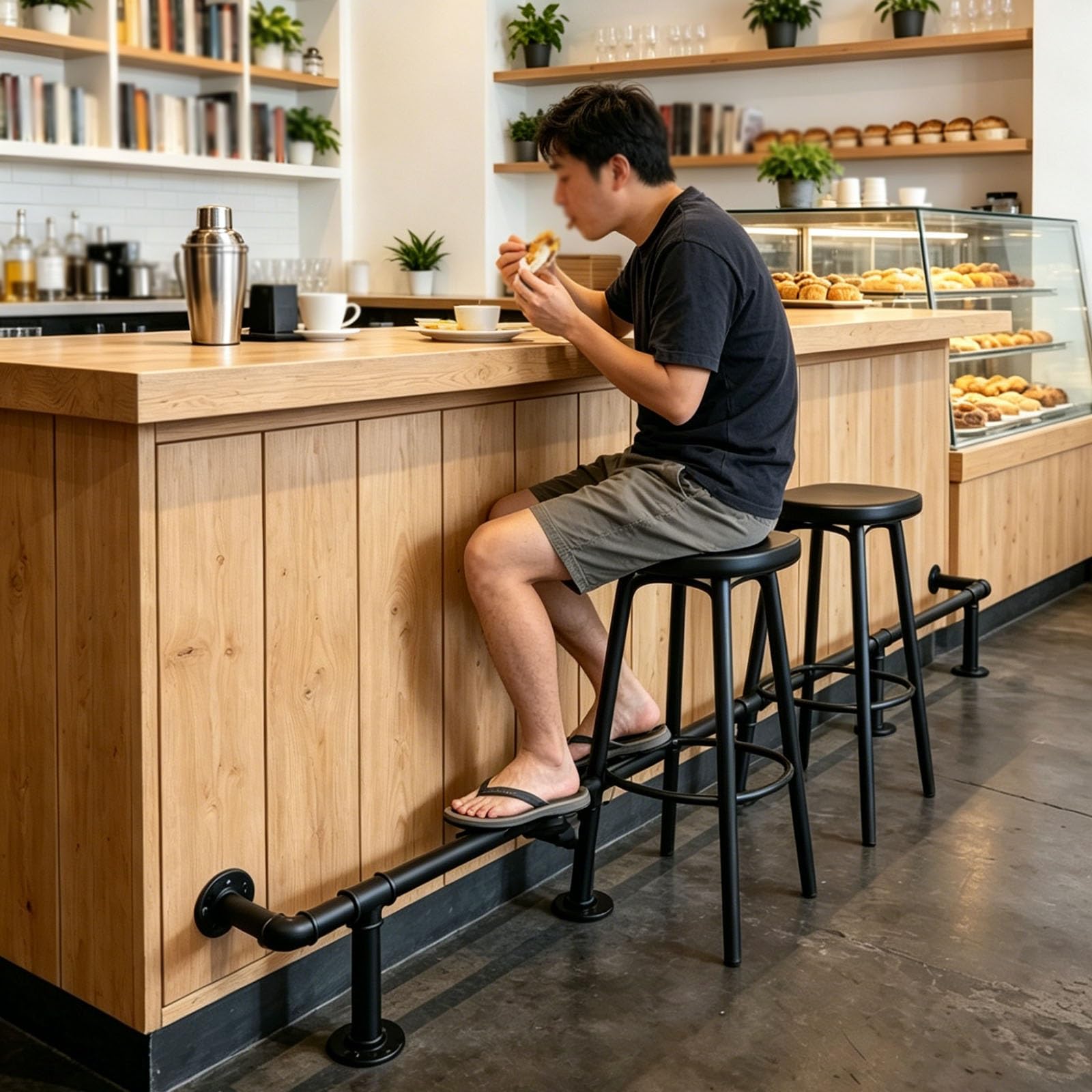 Kit poggiapiedi da bar commerciale - Palo poggiapiedi in metallo stile industriale retrò, poggiapiedi da 5,9 metri per bancone di pub e reception di hotel, design resistente ed elegante per