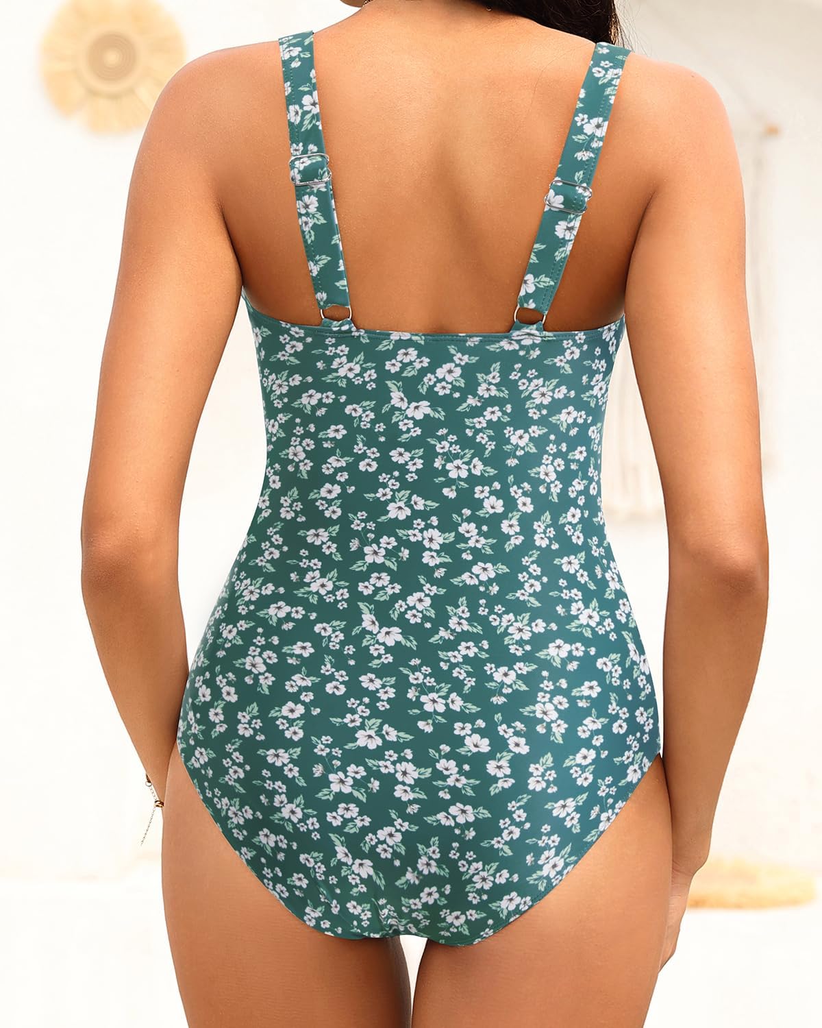 Tempt Me Women Ruched Slimming One Piece Swimsuits Tummy Control Vintage Bathing Suits - Image 2