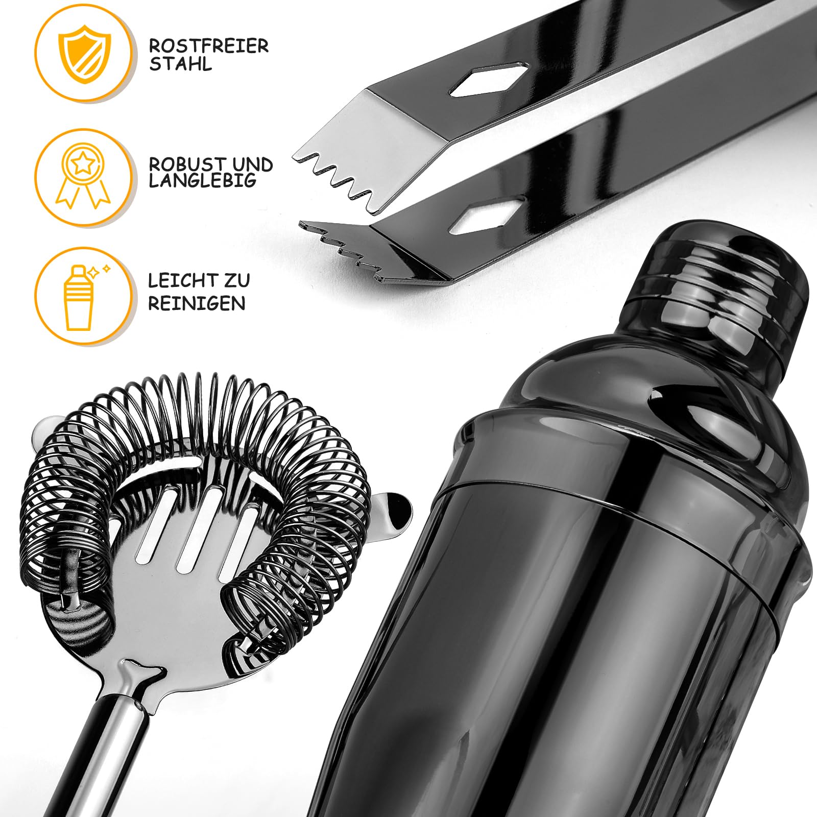 Cocktail Shaker Set mit Ständer, Professionelles Edelstahl Cocktail Set, 12-teiliges Bar Set zum Mixen von Getränken, Geschenke für Frauen Männer Cocktail Liebhaber, Home Essentials Cocktail Shaker