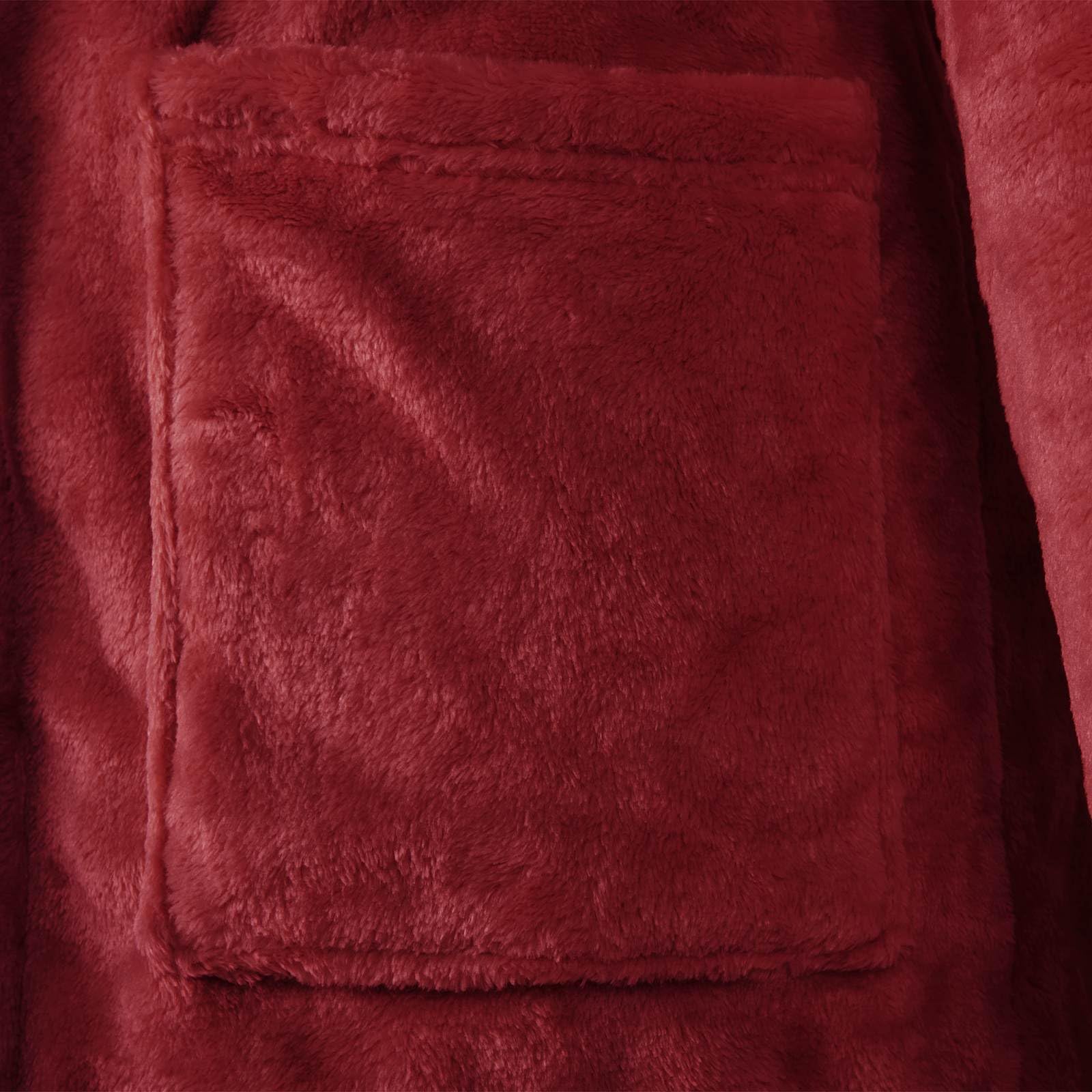Bademantel Hoodie Bordeauxrot aus Flanell für Zuhause, bequemer Loungewear Hausanzug mit extra warmer Kapuze, praktische Taschen, leicht, langlebig, ideal für Entspannung, Reisen, Sofa