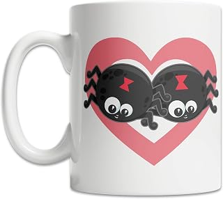 I Love Spiders Mug - Kawaii Spider in Heart Coffee Mug - Cute Baby Black Widow Lover Gift Mug (15oz)