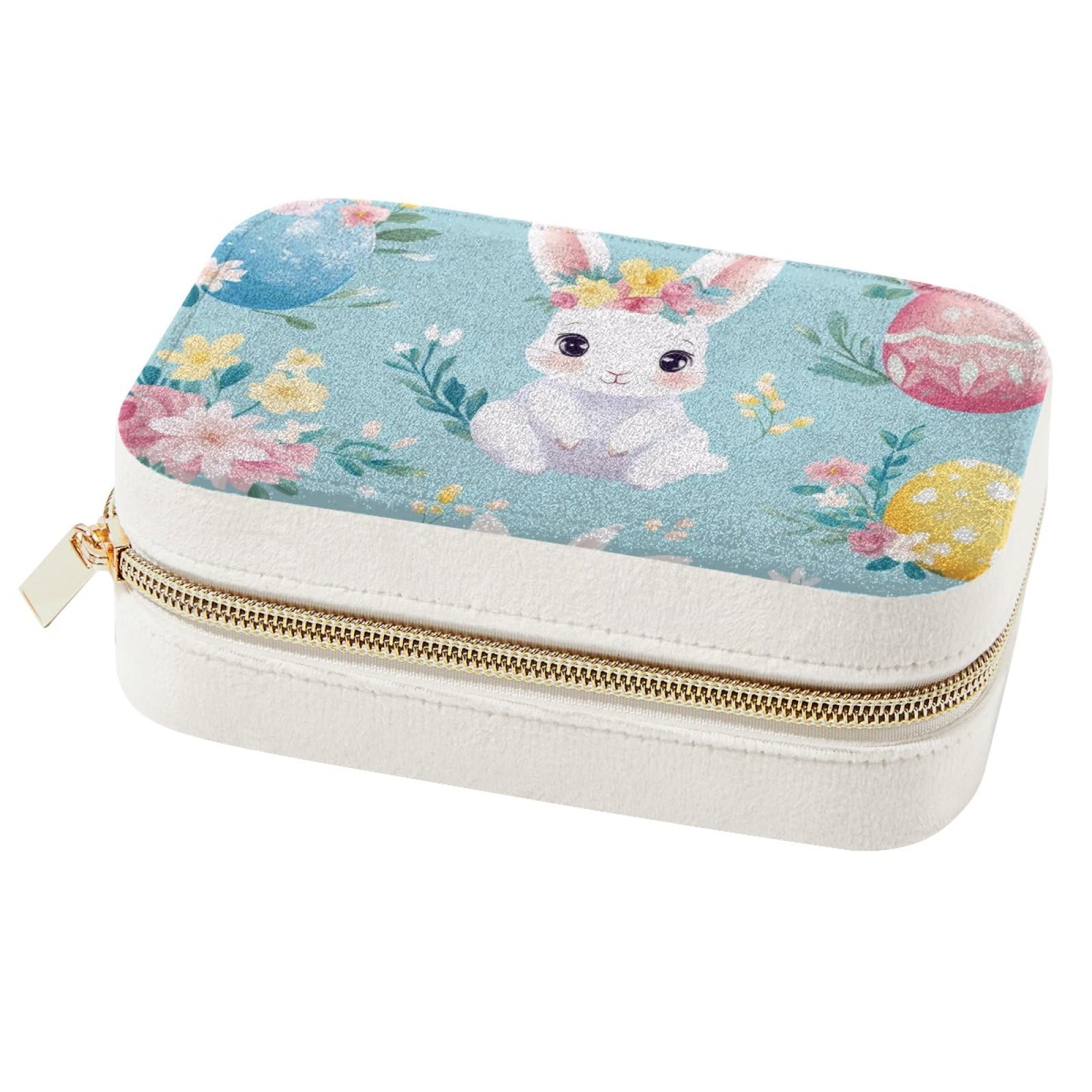 Boîte à bijoux portable en œuf de lapin pour voyage et rangement bagues