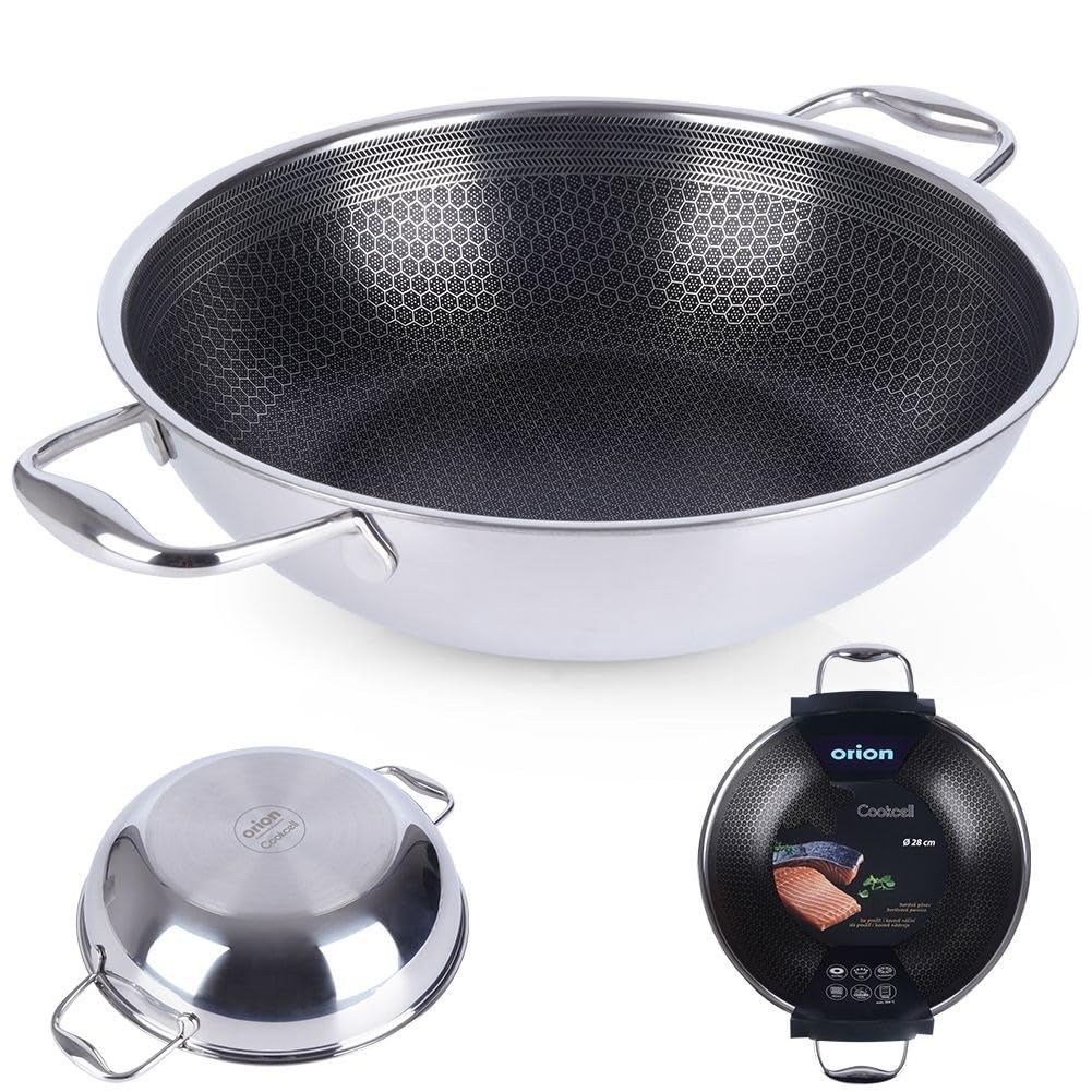 Orion Group Wok Patelnia Patelnia ze stali szlachetnej COOKCELL HYBRYD 28 cm