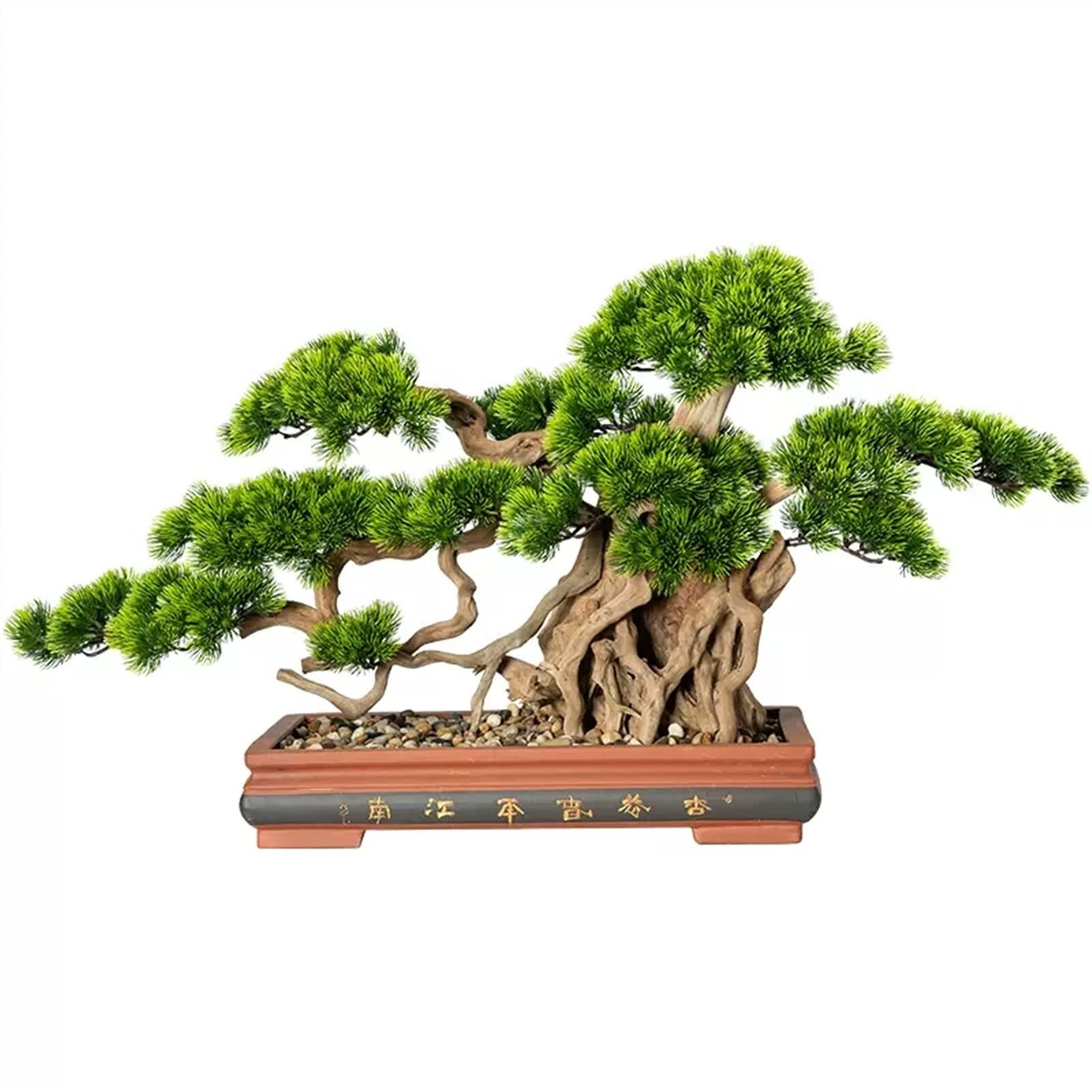 DFGHNBVC Faux Potted Artificial Bonsai Tree In Square Ceramic Flower Pot Simulation Welcome Pine Large Potted Green Plant Bonsai Fake Pine For Indoor/Outdoor Decoration Tree Pot Ornaments