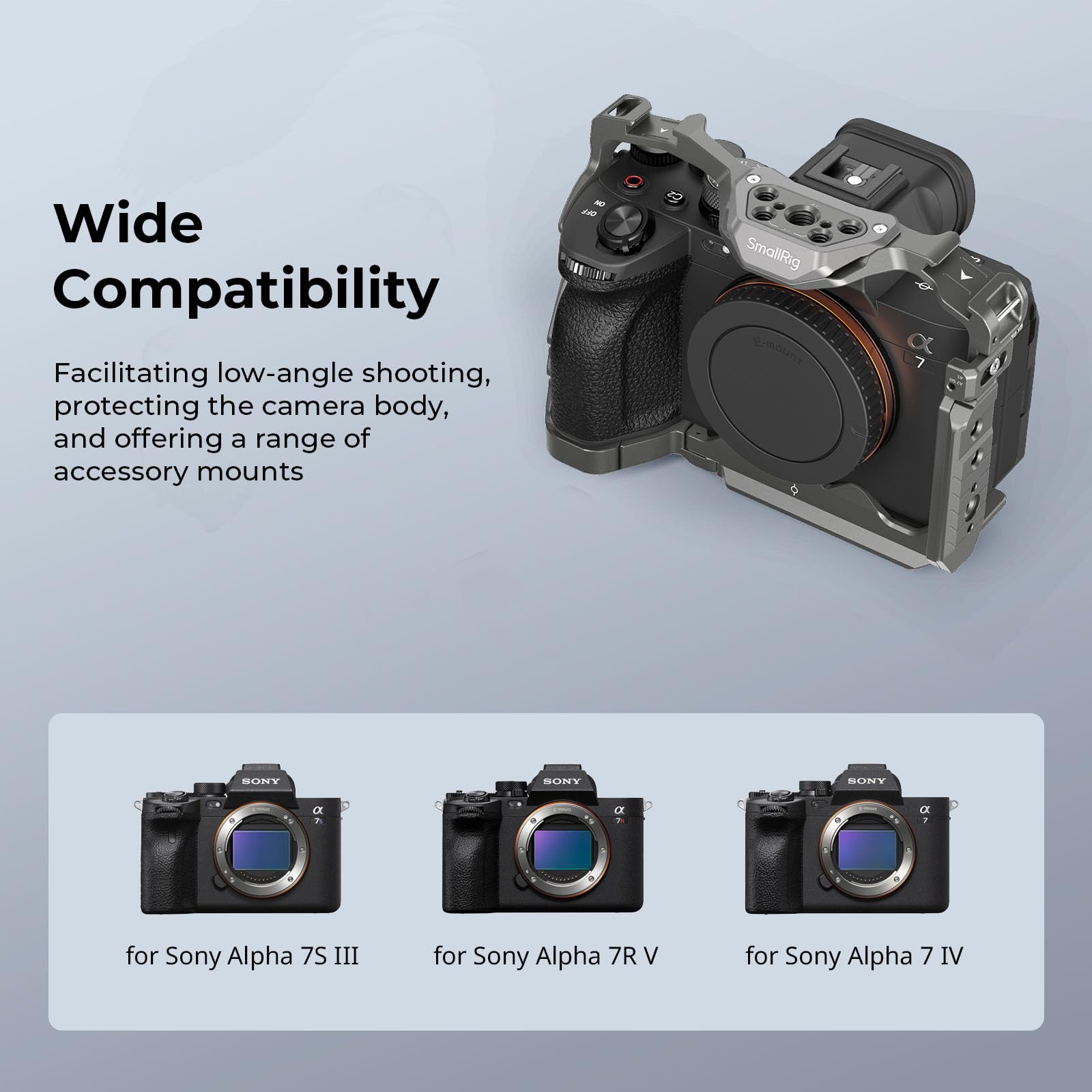 SMALLRIG Cage Kit for Sony Alpha 7R V/Alpha 7 IV/Alpha 7S III, HawkLock Quick Release Advanced Camera Cage with Top Handle - Image 3