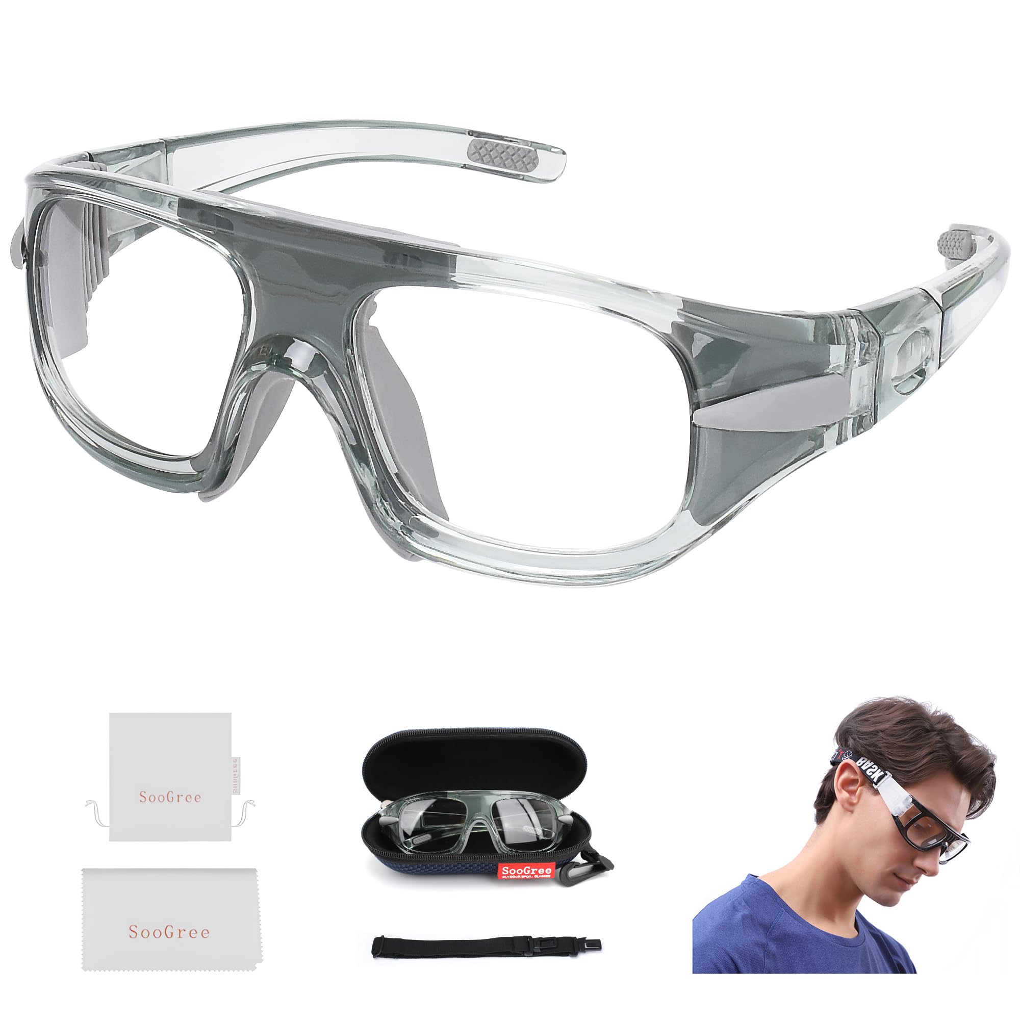SooGree Sports Glasses,Basketball Soccer Football Protective Eyewear,Adjustable Shoulder Straps Can Be Replaced with Temples