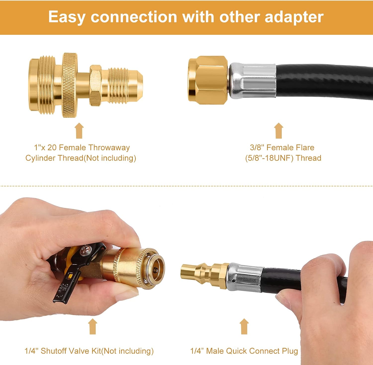 WADEO 15 FT Propane Quick Connect Hose, LP Quick Connect Hose for RV Grill - 3/8" Female Flare Fitting X 1/4''Full Flow Quick Connect Male Plug for Camp Chef Stove, Fire Pit and More : Patio, Lawn & Garden