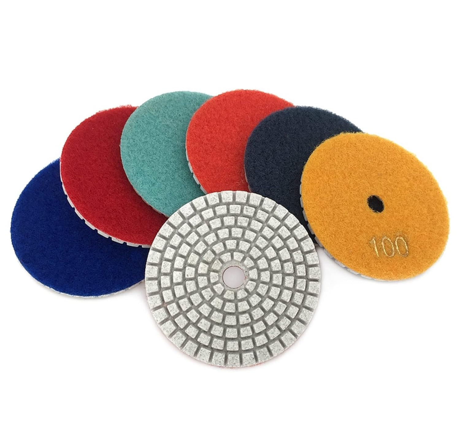 研削ディスク、研削砥石、アングルグラインダー、7個/セット 3インチ ホワイトダイヤモンド研磨パッド 80mm ウェットフレキシブル
