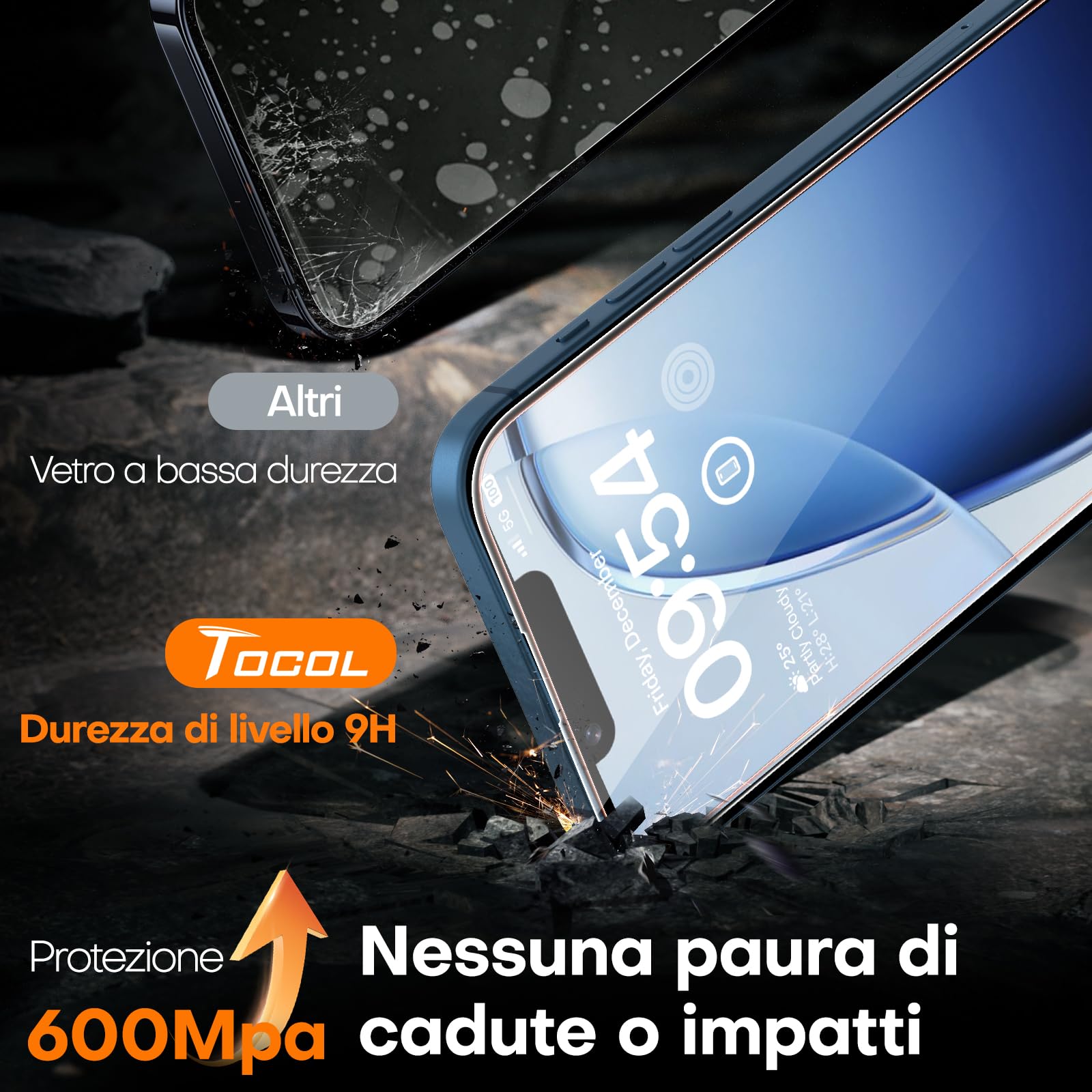 TOCOL Pellicola Protettiva per iPhone 13 Mini 5,4 Pollici, Rimozione Automatica Della Polvere, Installazione Rapida, Copertura Completa, Senza Bolle, Durezza 9H Vetro, 2 Pezzi