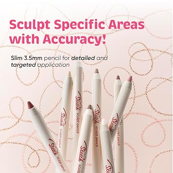 COLORGRAM SKETCH SCULPT PENCIL 02 TRUE BROWN 4B | Multi-Use Facial Drawing Pencil for Eyeliner, Overlip, Browbone, Eyewhole Makeup | Long-Lasting, Smudge-Proof | Includes Built-in Sharpener