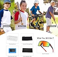 Vista 56 de MVPTGRS Gafas de sol de béisbol juveniles para niños y niñas de 8 a 14 años TR90 con marco para niños, gafas de sol deportivas para sóftbol
