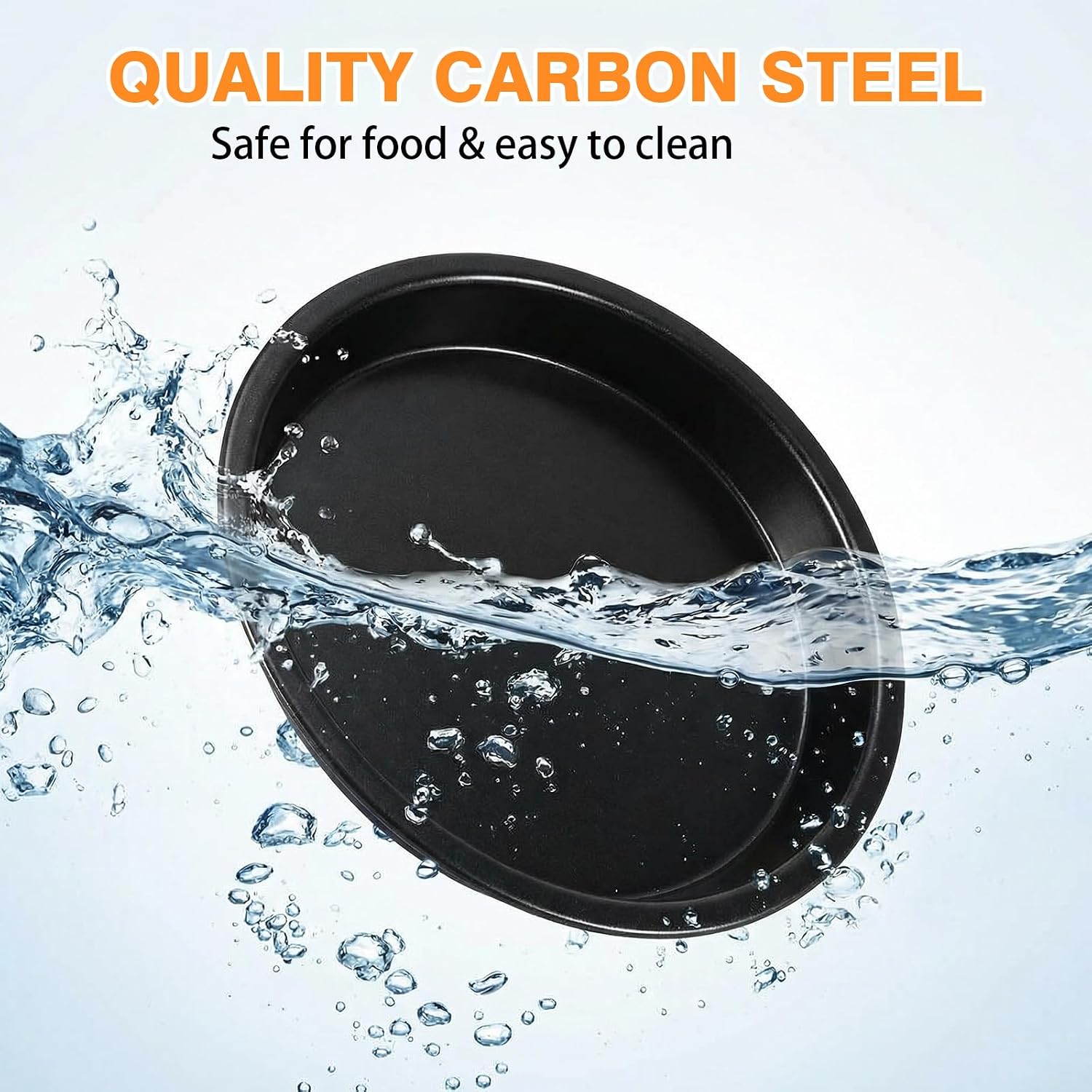 10 Pack Deep Dish Pizza Pan for Oven, 6.5 Inch Round Carbon Steel Baking Sheet Set, Non Stick Mini Pie Tins for Personal Pizza, Quiche, Tart, Detroit Style Pan