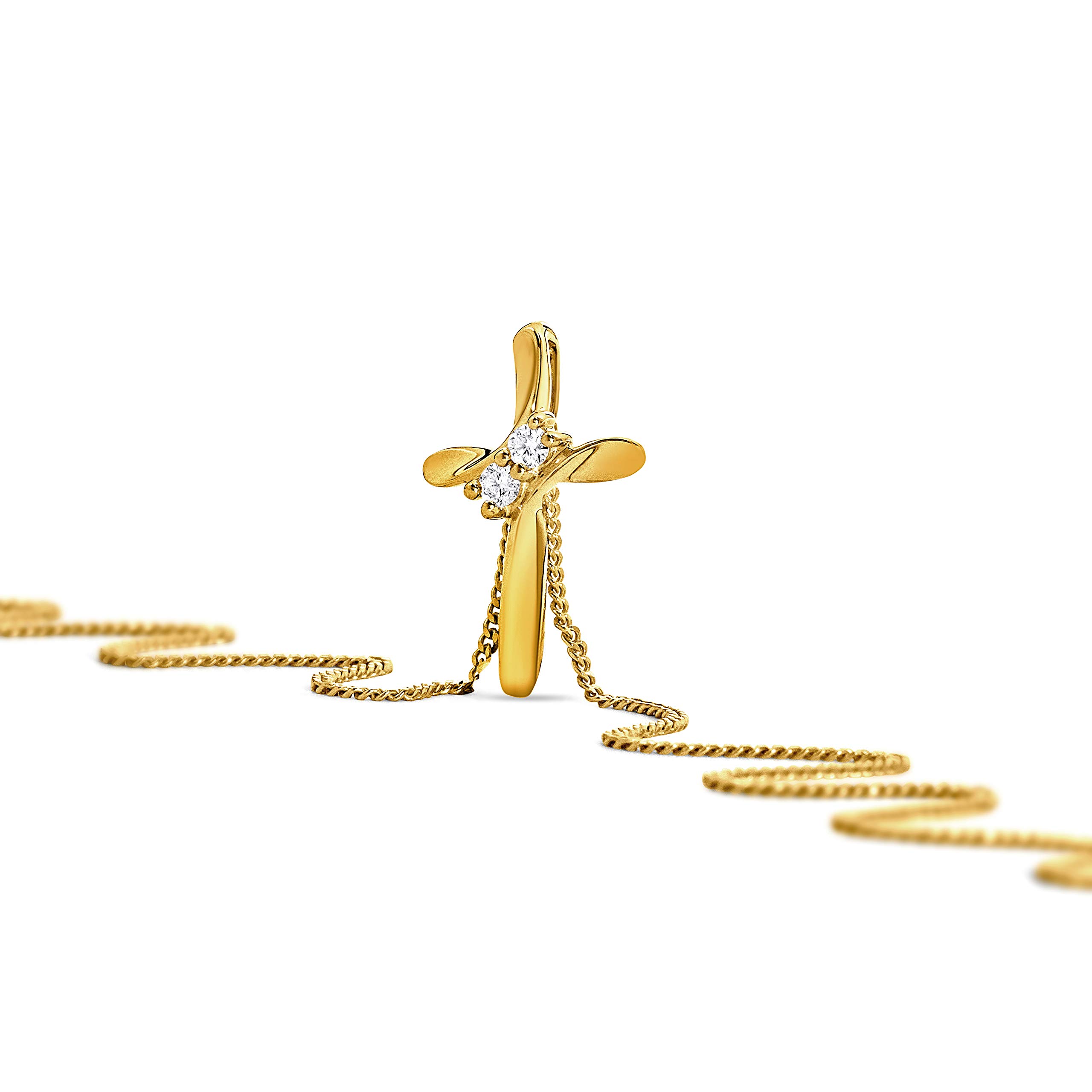 MIORE Joyas para mujer 0,05 quilates de diamante con cadena brillante de oro amarillo- oro blanco de 9 quilates