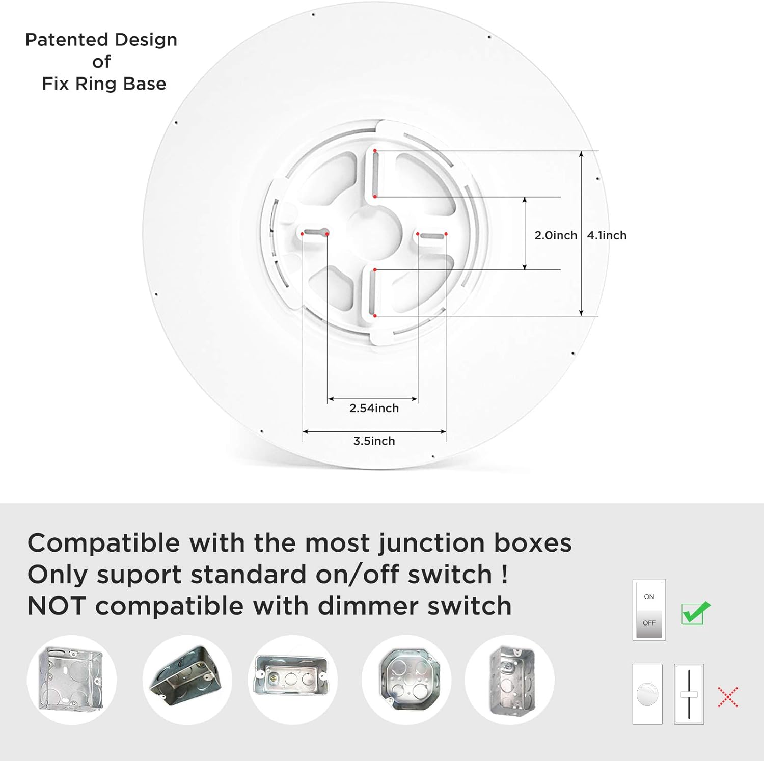 Installation base and compatibility with various junction boxes