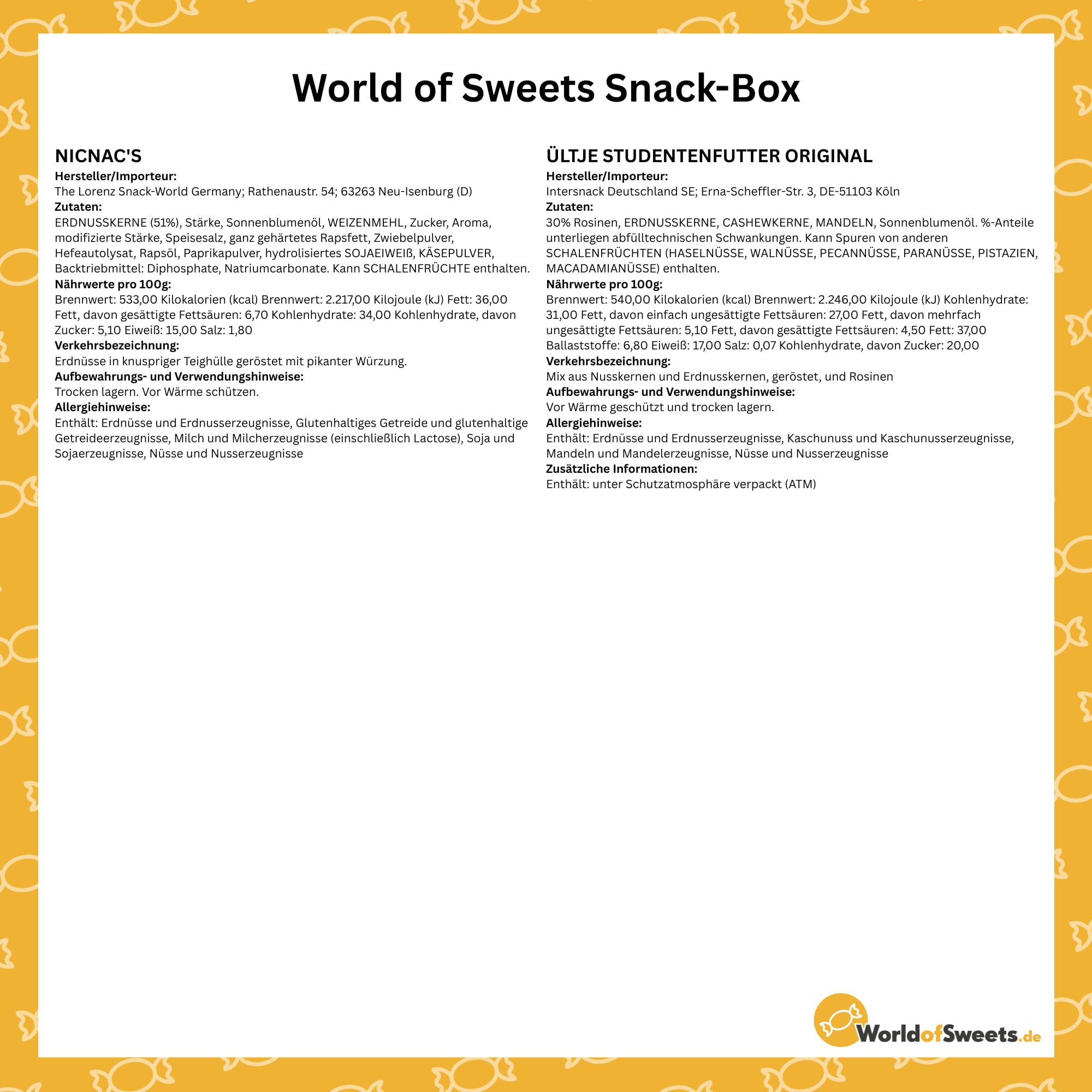 World of Sweets Snack-Box – süße & salzige Snackmischung mit Schokoriegeln, Fruchtgummi & Knabbereien – Präsentationsbox mit Aufsteller & Fächern