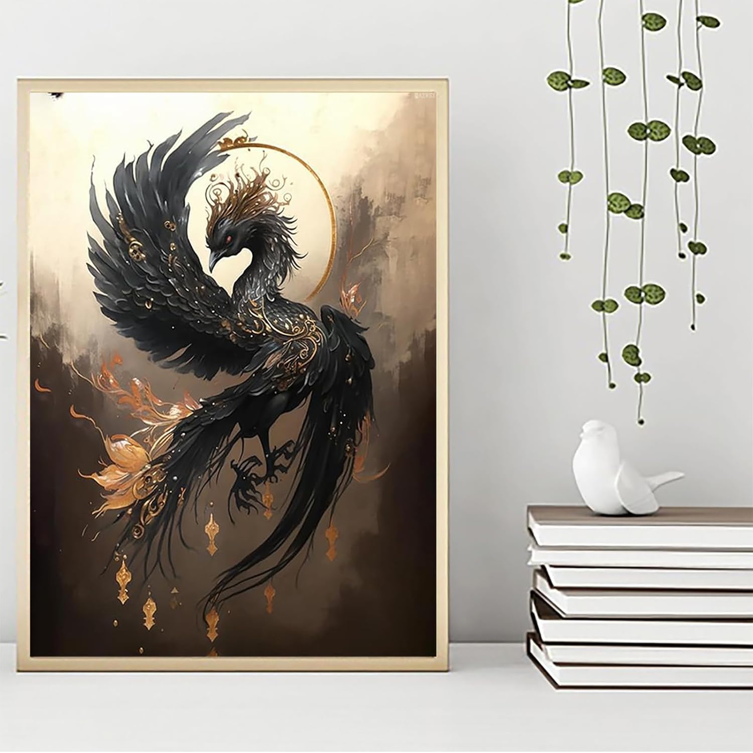 QAZWSX Phoenix Diamond Painting Kits for Adults, Elegant Dark Phoenix 5D DIY Diamond Art Kits Full Drill Diamond for Gift Wall Decor Gem Arts Magical Animals Christmas Gifts 12x16inch