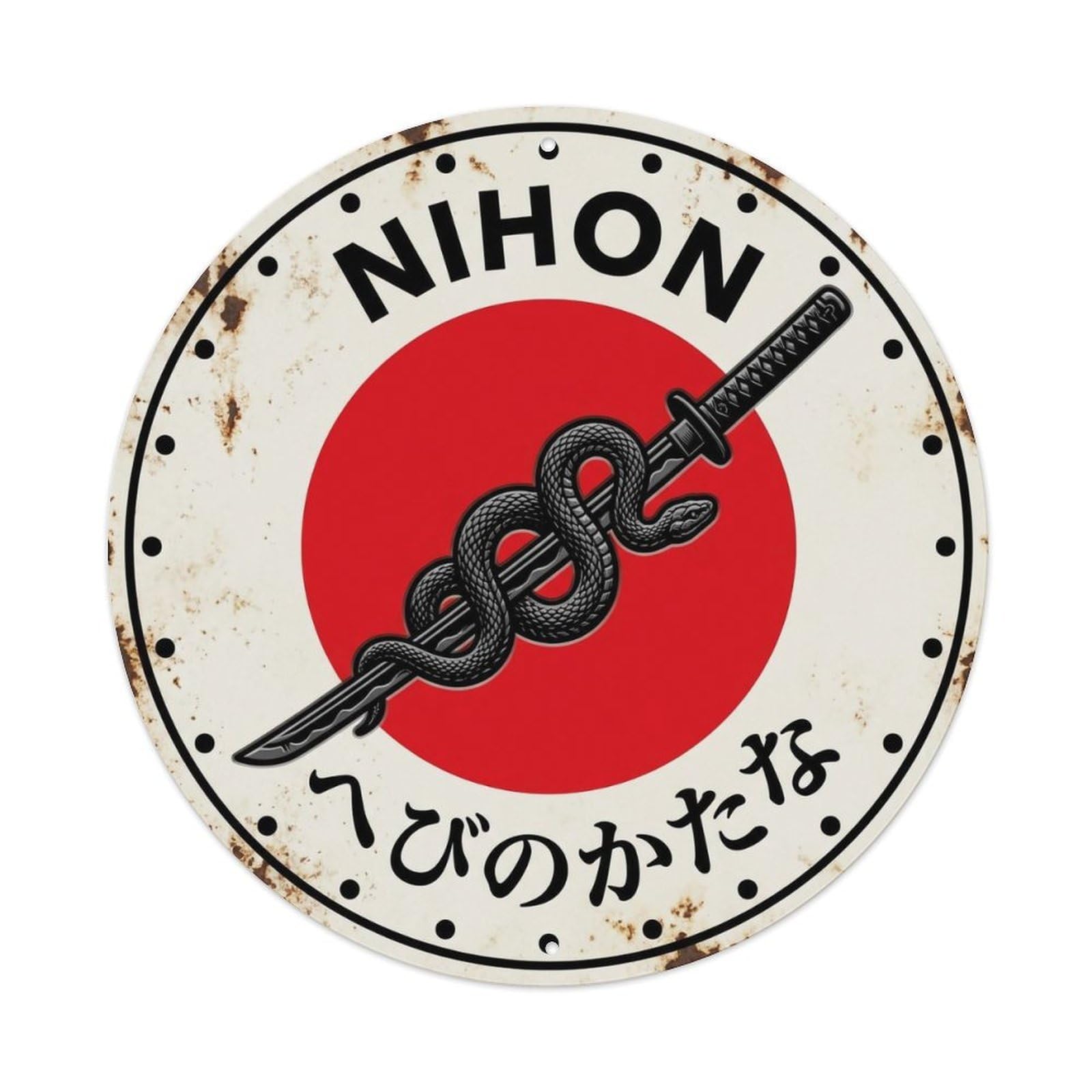 Snake Sword Nihon Blade Weapon Aged Metal Tin Sign