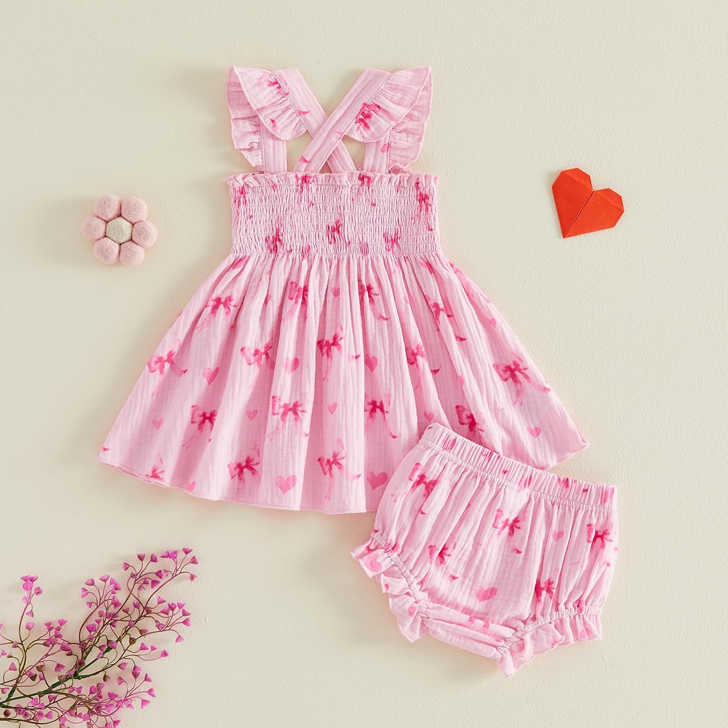 Thorn Tree Newborn Baby Girl Outfits Strap Sleeveless Dresses Tops Toddler Shorts Summer Clothes