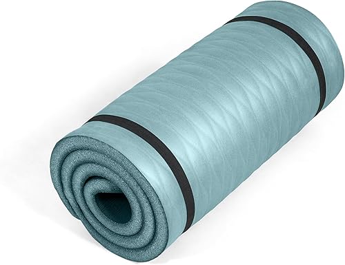 Tone Fitness Esterilla de yoga de 1 pulgada de grosor Alfombrilla de ejercicio antideslizante de alta densidad con correa de transporte para yoga,