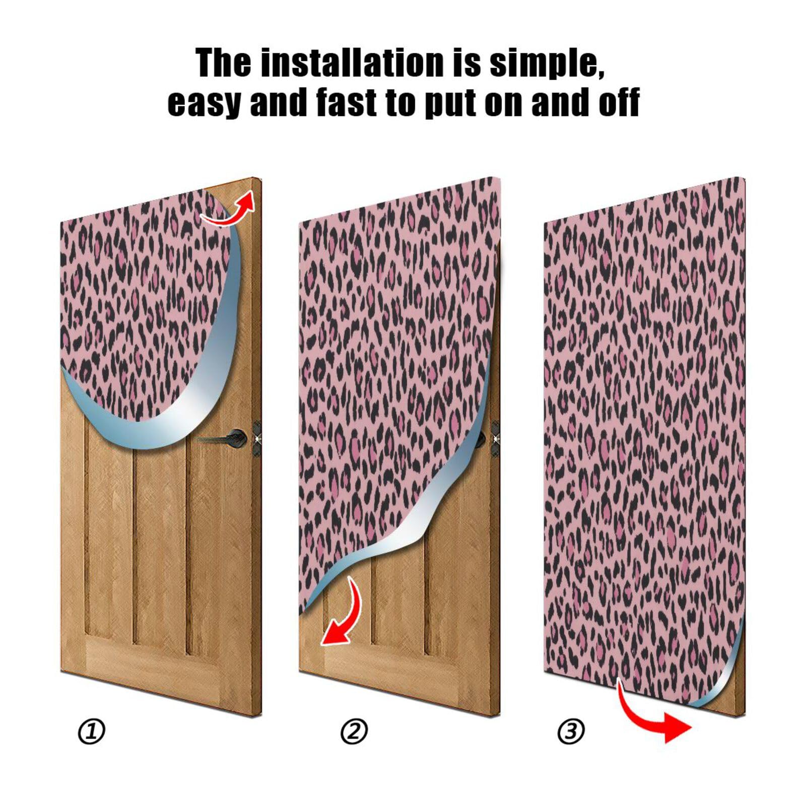 FLildon Charming Leopard Door Cover Decoration, Party Accessory Porch Decor for Festive Ornament Room Door Covers 35 x 79 Inch