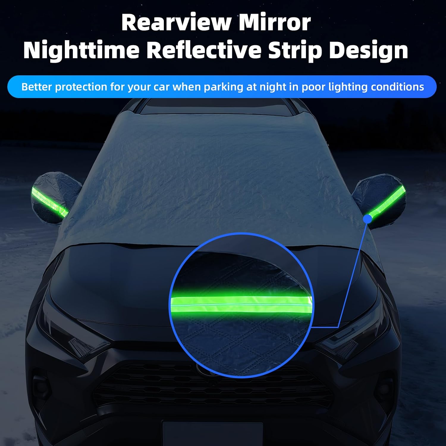 ELOHEI Windshield Cover for Ice and Snow with 3 Layers Protection - Magnetic & Hook Secure Fit, Reflective Strips, 5X Windproof Design for Cars (95"x57"(SUV))