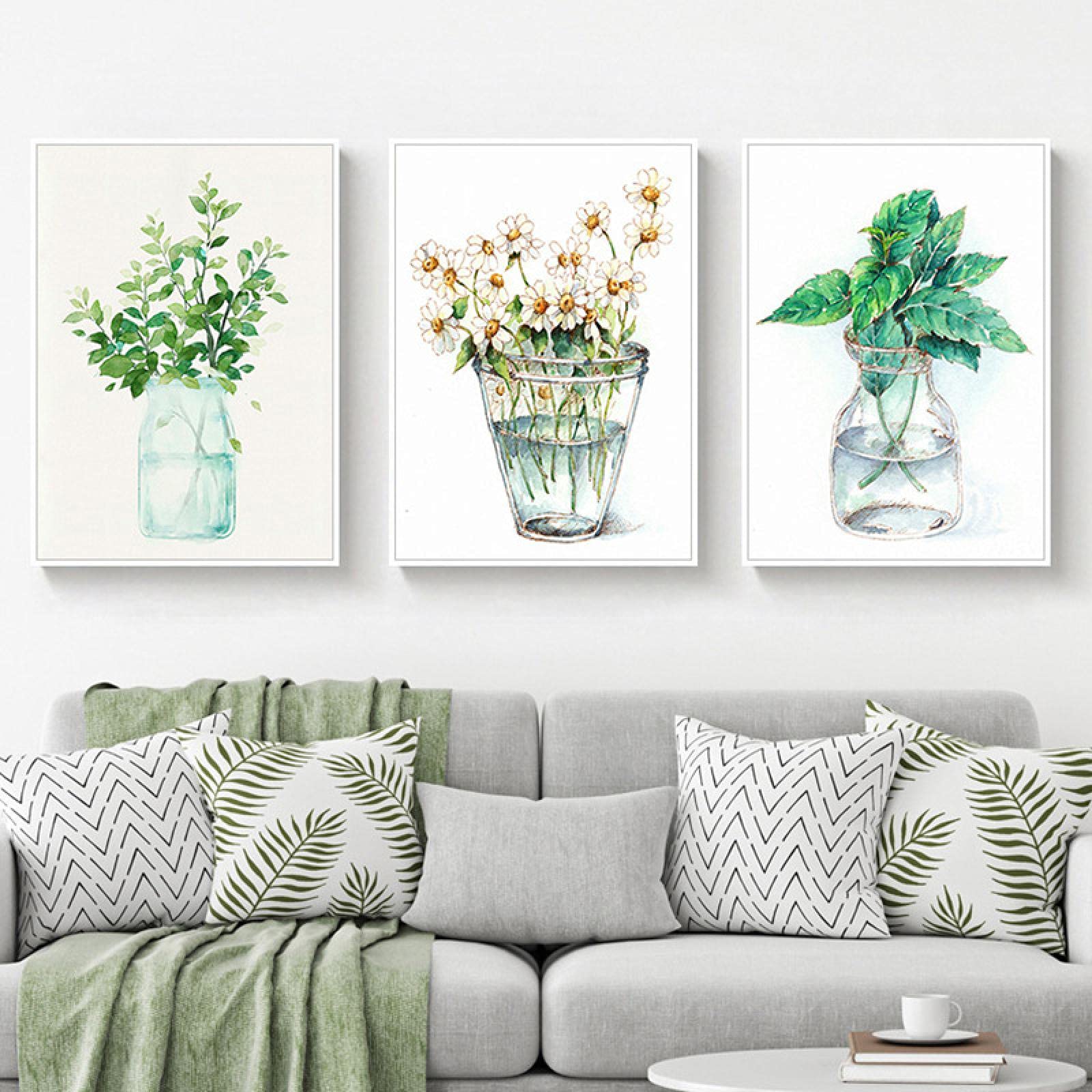 Toile plante nordique 60x80cm triptyque moderne sans cadre - 8