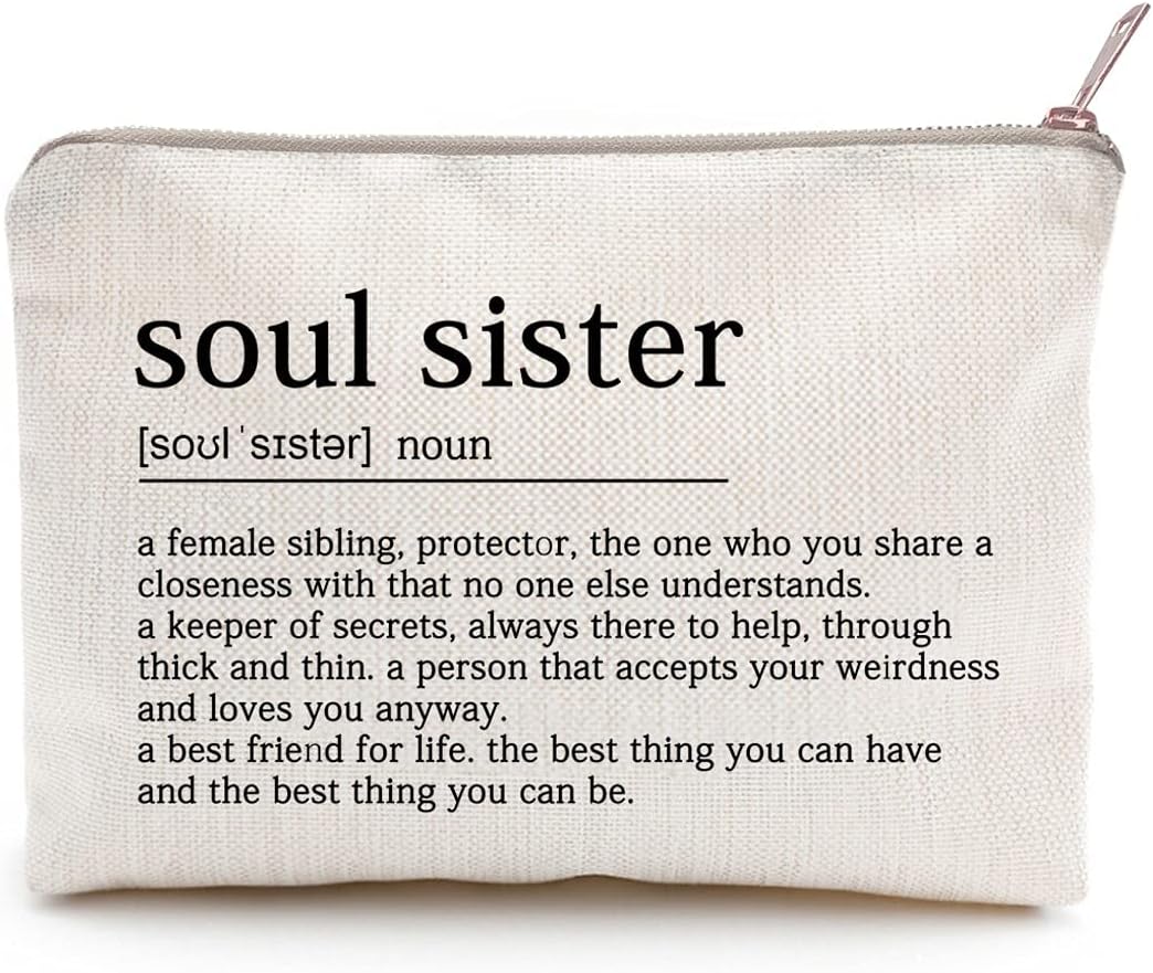 Soul Sister Makeup Case Gifts for Sister Cosmetic Bag Best Friend Toiletry Bag Gift Motivation Quotes Sister Birthday Gift (Soul Sister)
