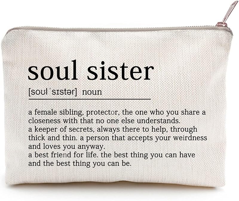 Necessaire de maquiagem LICOBG Soul Sister em linho com zíper