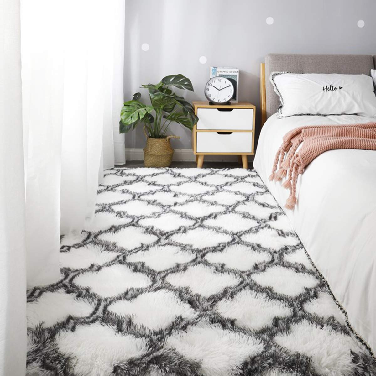 Tappeti Salotto Shaggy Tappeto a Pelo Lungo Tappeto Peloso Soggiorno Salotto Moderno Cameretta Tappeti Pelosi Camera da Letto Morbido Tappetino Antiscivolo Morbido e Soffice (Grigio, 160*200cm)