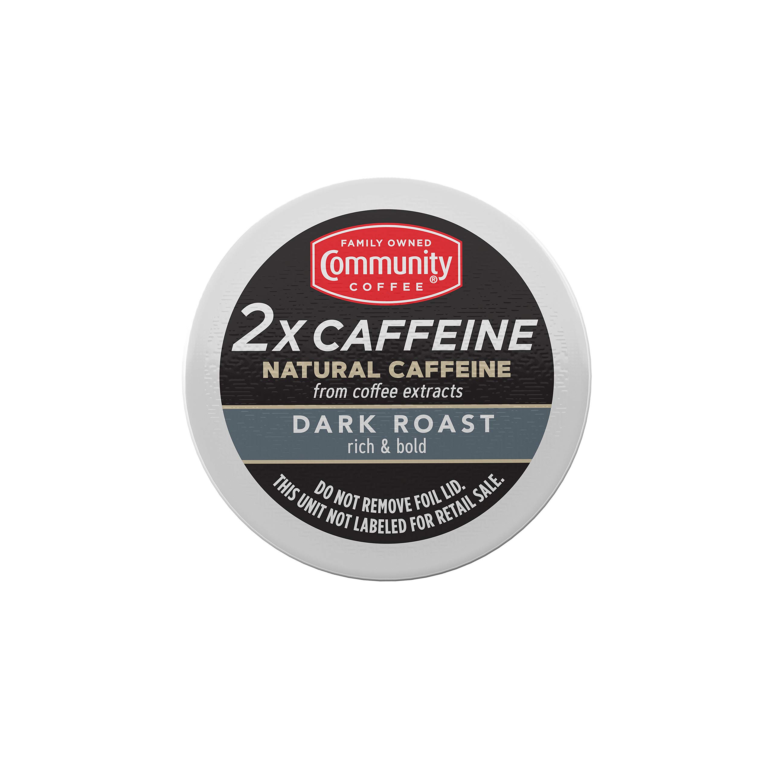 Community Coffee 2X Caffeine 60 Count Coffee Pods, Dark Roast, Compatible with Keurig 2.0 K-Cup Brewers, 10 Count (Pack of 6)