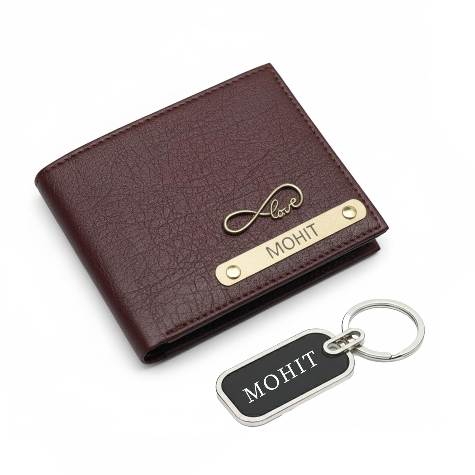 Unique Gift Items Personalized Wallet for Men | Custom Name Vegan Leather Wallet with Charm | Gift for Husband & Brother