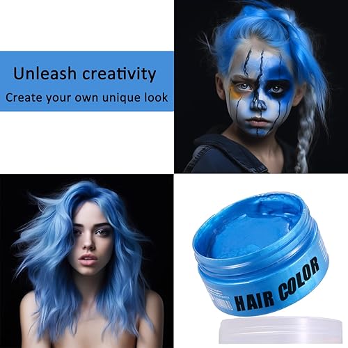 Miniatura 4 de Paquete de 2 ceras temporales de color verde para el cabello, cera de color para el cabello para niños y adultos, crema de peinado de color, verde,