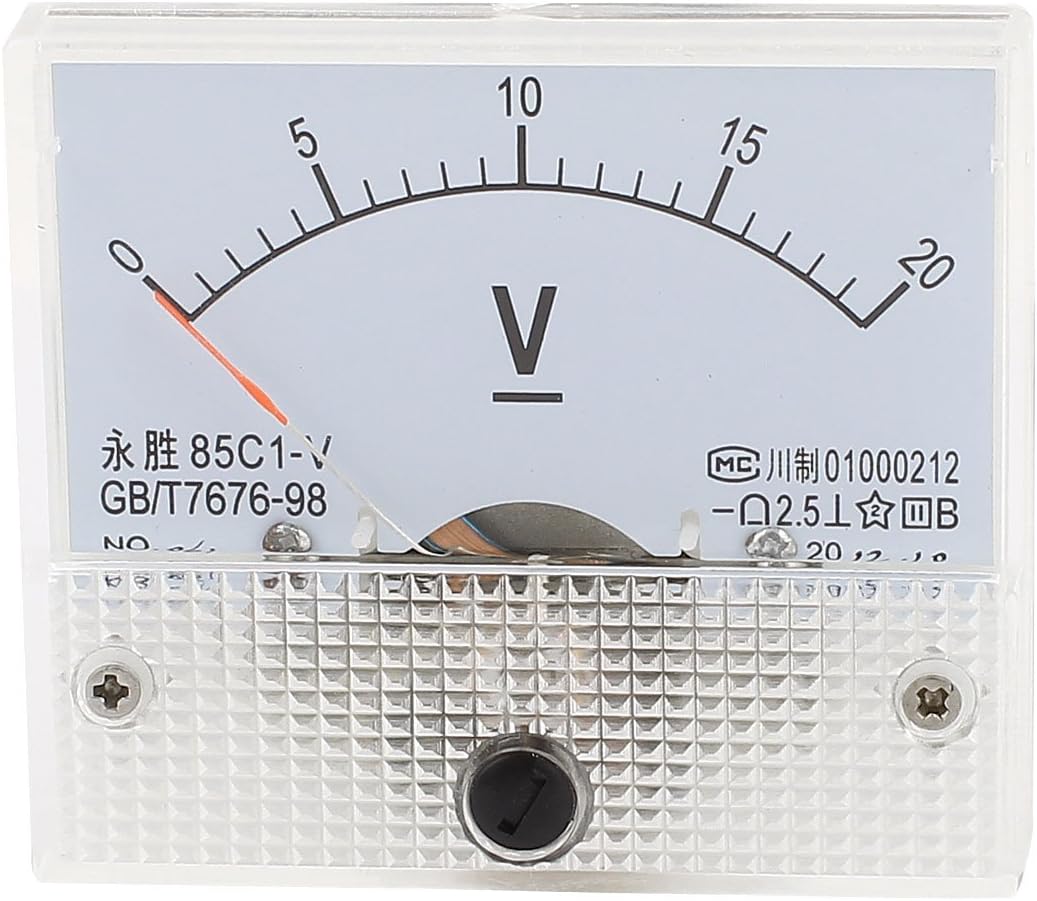 uxcell 85C1-V Panel DC Voltage Volt Analog Gauge Meter Voltmeter 0-20V