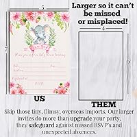 Vista 8 de AmandaCreation - Invitaciones de ducha con temática de elefante floral de dalia en acuarela, 20 tarjetas de relleno de 5 x 7 pulgadas con veinte