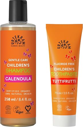 Urtekram Organik  ocuk  ampuan  Calendula 250 ml +  ocuk Di  Macunu Tutti Frutti 75 ml Set