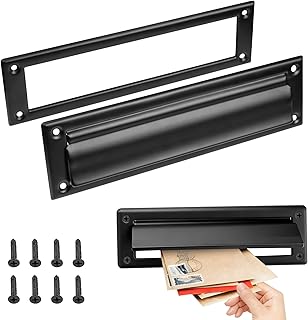 1 Pack 13inch Mail Slot, Stainless Steel Mail Slot Cover for Front Door to Keep Mails Intact, Black