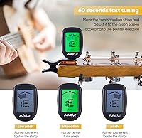 Vista 4 de Afinador de guitarra con clip, paquete de 2 unidades para todos los instrumentos, guitarra acústica/eléctrica, ukelele, bajo, violín, banjo