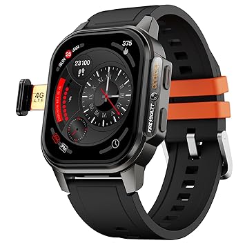Fire-Boltt Snapp Smart Watch, Selfie Camera, 4G Nano-SIM Slot, 54.1mm AMOLED Display, Play Store- Unlimited apps, 1000mAh Battery, 2GB/4GB RAM + 16GB/64GB ROM (Archaic Black) - image, photos