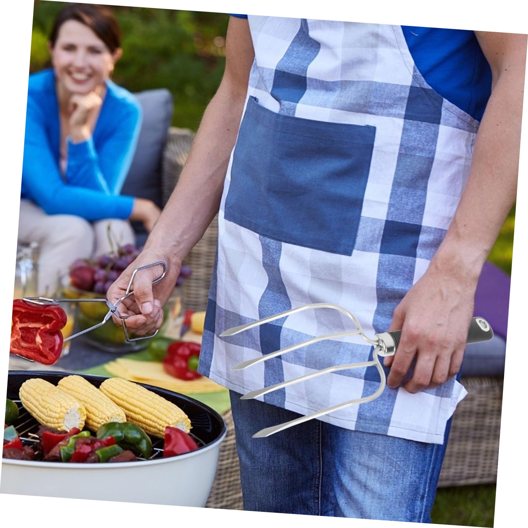 INOOMP 3piezas Tenedor De Barbacoa De Acero Inoxidable Reforzado Para Cocinar Para Asar Pescado y Aves Utensilio De Grill Para Fiestas y Reuniones Familiares