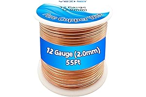 12 Gauge Solid Copper Wire (99.9%) - Ideal for Crafts, Gardening, and Jewelry