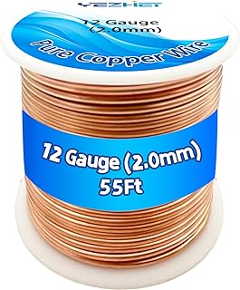 99.9% Solid Bare Copper Wire(12 Gauge, 2.05MM), Dead Soft, 1 Pound Spool Pure Copper Wire for Crafts, Electroculture Gardening, Jewelry Making