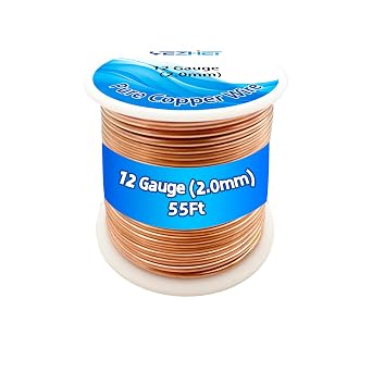 99.9% Solid Bare Copper Wire12 Gauge, 2.05MM, Dead Soft, 1 Pound Spool Pure Copper Wire for Crafts, Electroculture Gardening, Jewelry Making