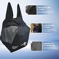 Vista 27 de Harrison Howard Máscara de mosca de caballo, media cara con orejas, color menta, talla pequeña