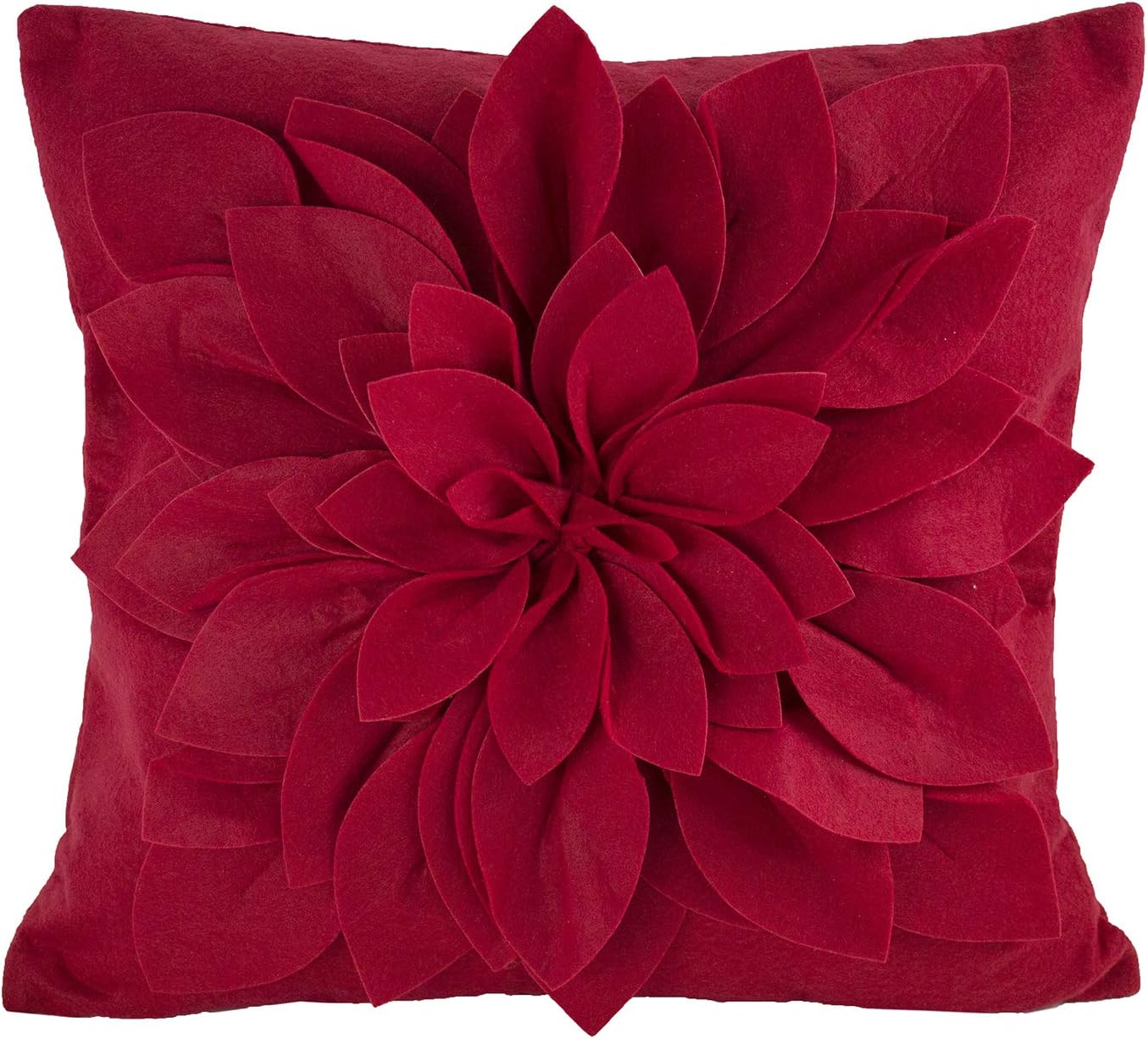 Fennco Styles Sara's Garden Collection Contemporary Felt Dahlia Petal 17 x 17 Inch – Fuchsia Throw Pillow for Couch, Bedroom and Living Room Décor
