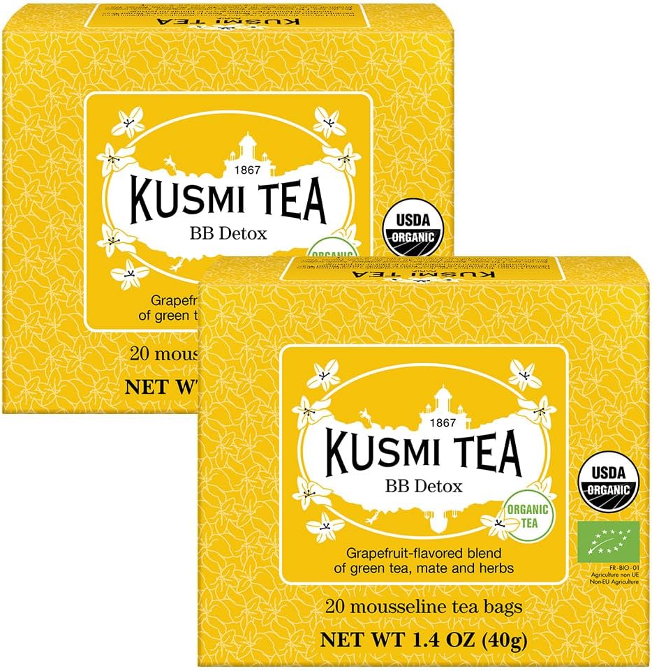 Pack of 2 Boxes of Tea Bags - BB Detox - Iconic Detox Tea - 100% Organic - Blend of Green Tea, Mate & Grapefruit - Organic Flavored Yerba Mate - 2x20 Tea Bags