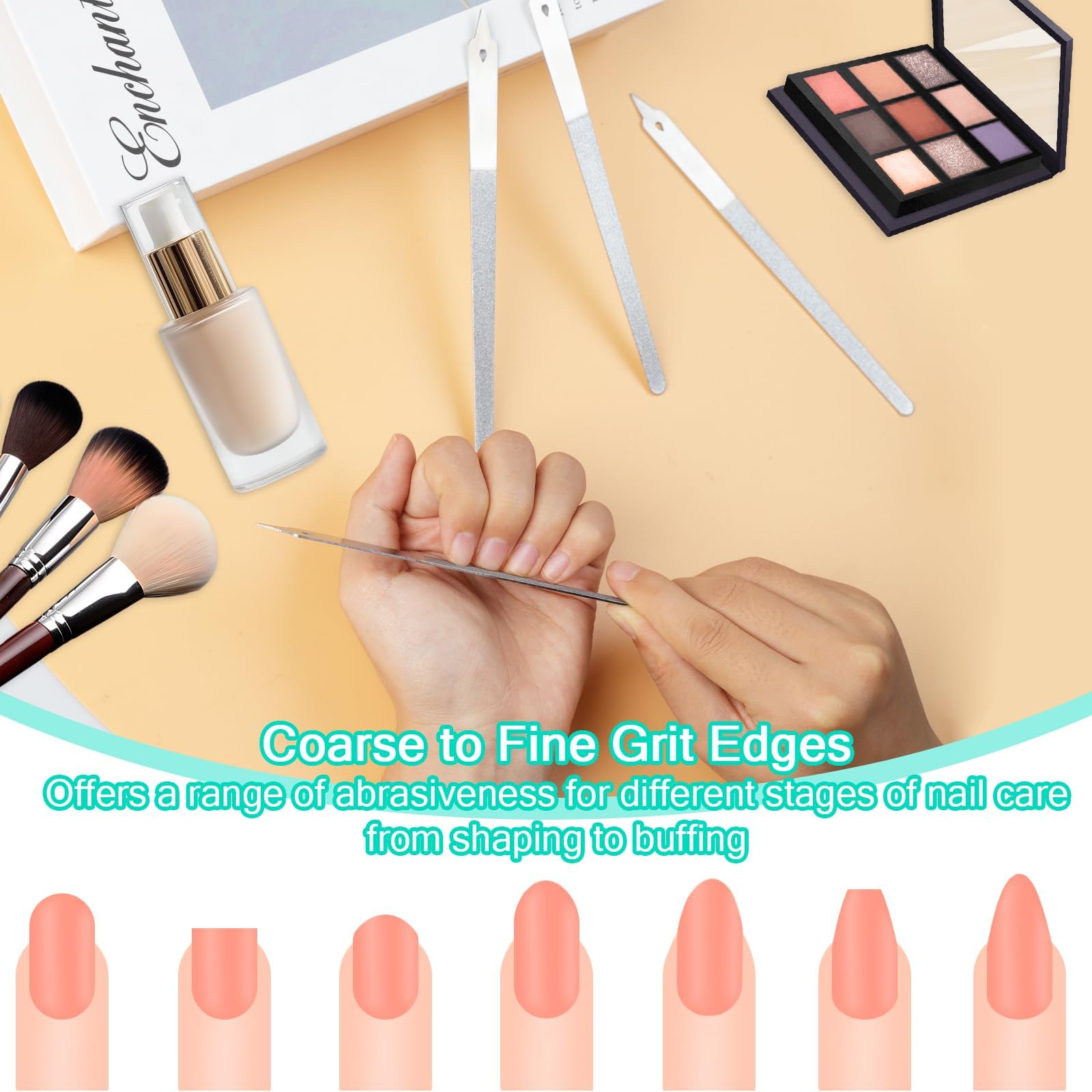 4-Piece Nail Filer for Women, Nail Buffer and Shiner, Pedicure Tools Set for Professional and Home Use, Dual-Sided with Ergonomic Design for Precise Shaping and Smoothing 3