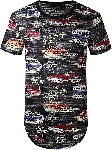 Vista 2 de Men's Novelty T-Shirts Patchwork Short Sleeve Pullover Lightweight Slim Fit Funny Hoodies Tops Color Block Blouse