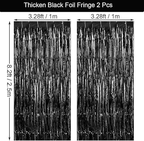 Miniatura 2 de Cortina de flecos de oropel brillante verde para decoración de fiesta, 3.2 x 8.2 pies, paquete de 2, telón de fondo de fotos para cumpleaños,